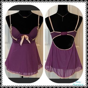 Sexy plum push-up lingerie nightie